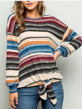 Sweet Lovely by Jen Black Blush Striped Tunic Womens 2XL